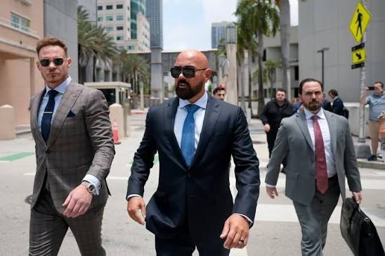 Joseph McBride and the legal team arriving at Miami federal court