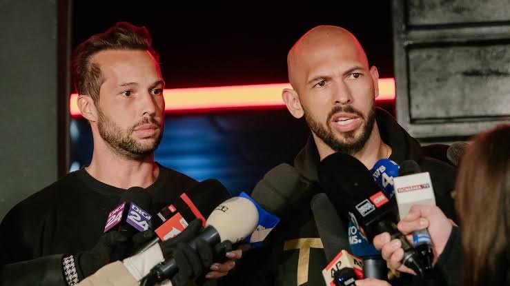 Andrew and Tristan Tate speaking to press